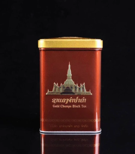 Black can packaging of wild ancient tree black tea from Kinchanba, Laos, top grade, 500-year-old ancient tree Black can packaging of wild ancient tree black tea from Kinchanba, Laos, top grade, 500-year-old ancient tree